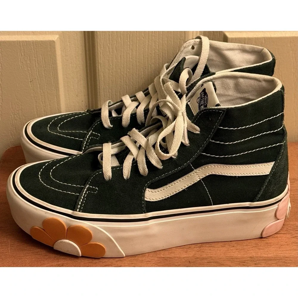 VANS SK8-HI‎ TAPERED STACKFORM OSF SHOE Canvas Dark Green Floral Men's 8 Wms 9.5